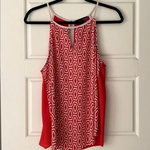 Orange/white patterned sleeveless top